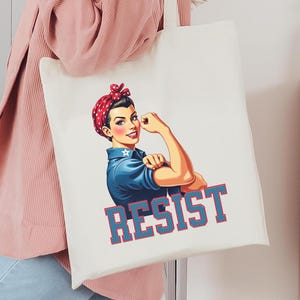 RESIST Tote Bag, Pro Democracy Canvas Tote, Pro American Tote Bag, Democracy Tote Bag, Fight Fascsim Tote, Politics Tote Bag, Anti MAGA