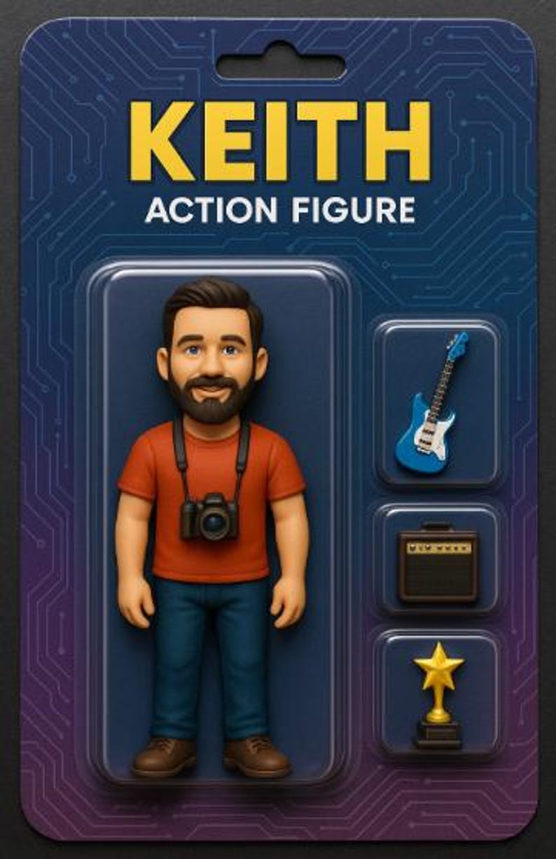 Custom Action Figure from Your Photo – Collectible Blister Packaging + 3 Accessories – Unique Geek Gift image 2