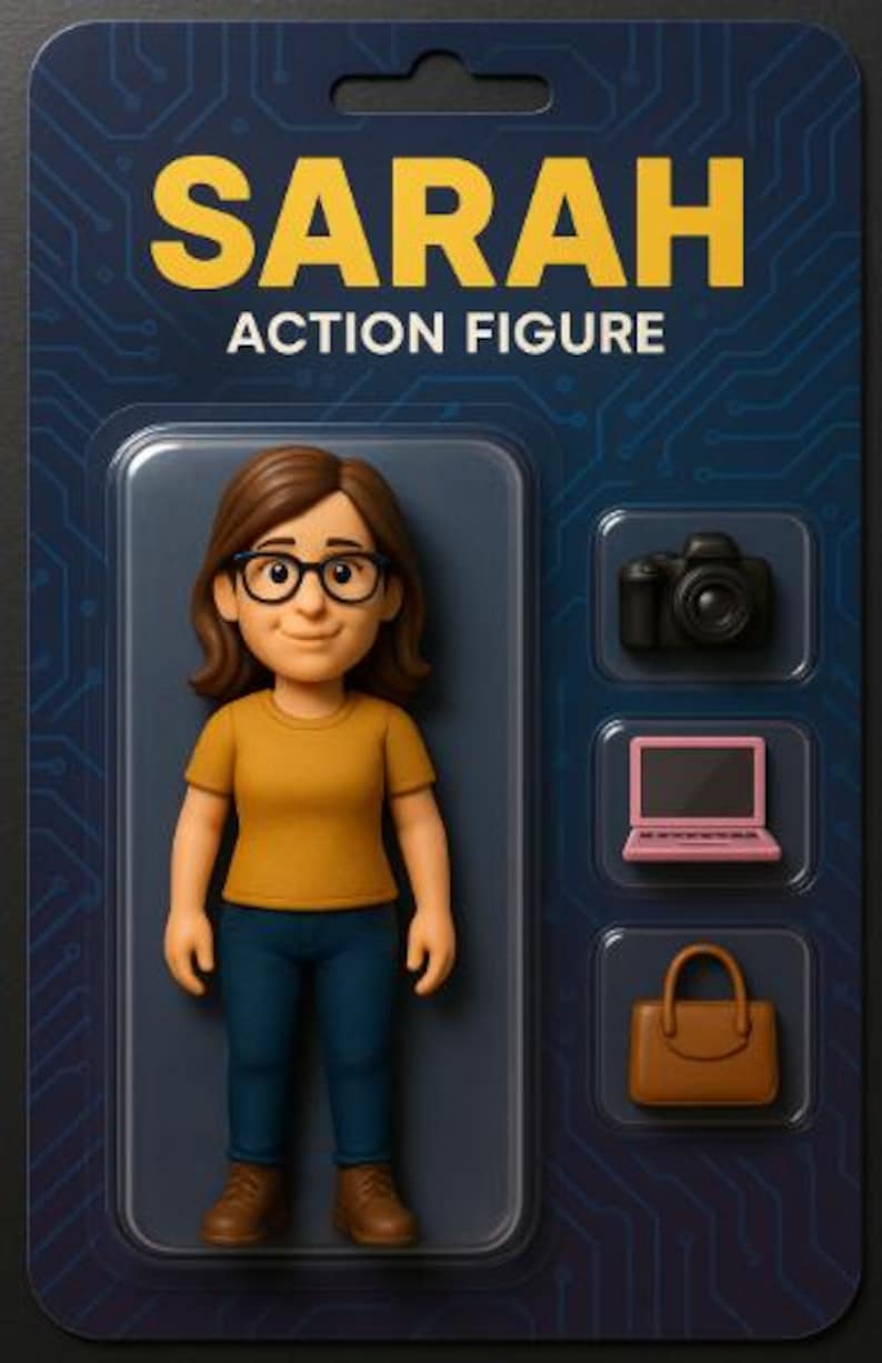 Custom Action Figure from Your Photo – Collectible Blister Packaging + 3 Accessories – Unique Geek Gift image 4