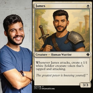 Biglietto personalizzato in stile Magic – Ritratto fantasy con la tua foto | Regalo per giocatori e geek