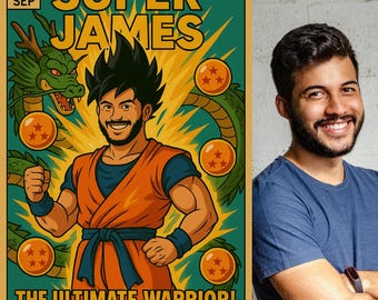 Portada Cómic personalizado | Regalo de cómic personalizado | Retrato Estilo Dragon Ball | Superhéroe Retro