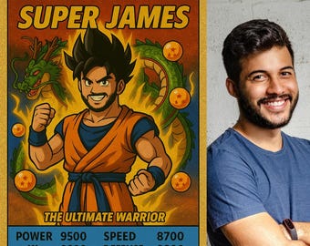 Custom Dragon Ball Trading Card | Personalized Anime Card | Retro DBZ Style Collectible | Superhero Gift