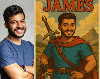 Custom Fantasy Game Poster | “The Legend of [Your Name]” Art Print | Personalized Hero Portrait Gift