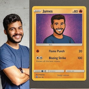 Carta personalizada estilo Pokémon desde tu foto | Tarjeta coleccionable digital | Regalo original geek