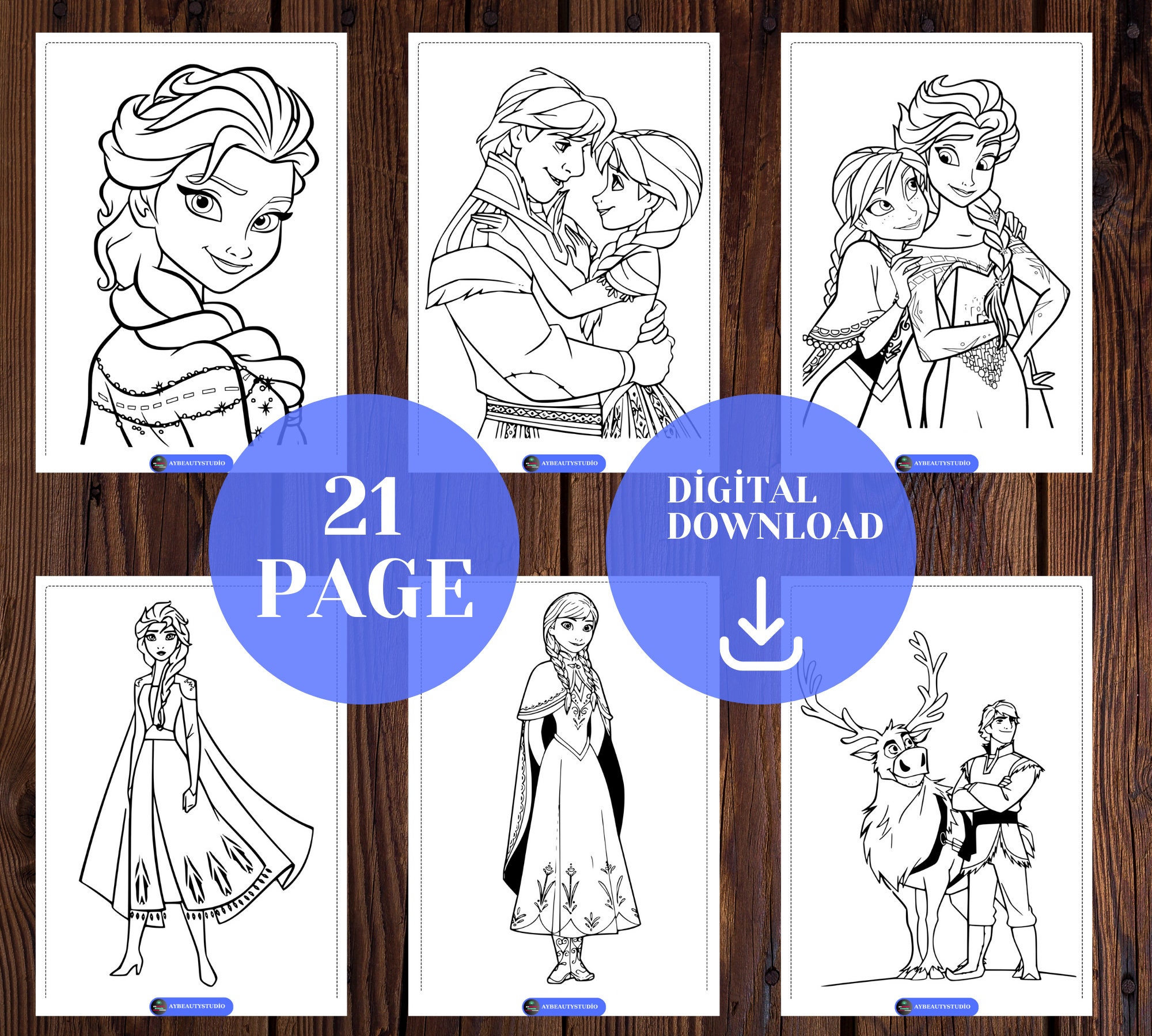 Frozen Coloring Book-fun Kids Activity Add Color With Handmade Art ...