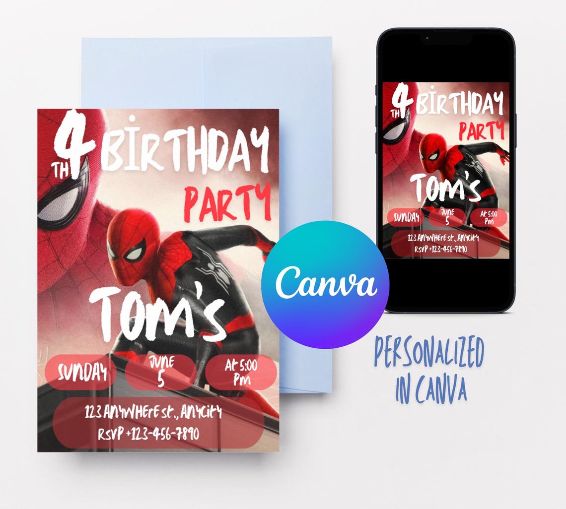 Spiderman Invitation Template Printable Spiderman Birthday Invite ...