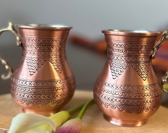 Handmade Copper Moscow Mule Mug: Tinned Lining, Engraved Design
