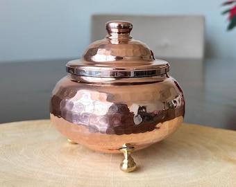 Hammered Copper Bowl with lid, Candy Bowl, Sugar Bowl, Handmade, Home Kitchen Decoration, 7th Anniversary Gift