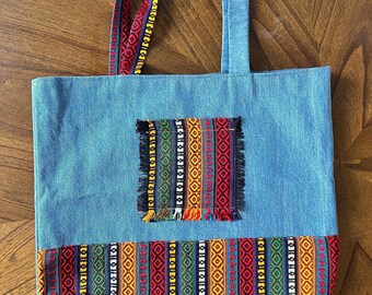 Denim Tote Bag, Shoulder Bag, Handmade Bag, Traditional
