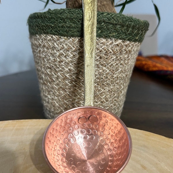 Hammered Copper Ladle with Brass Handle: Coffee Scoop, Kitchen Decor