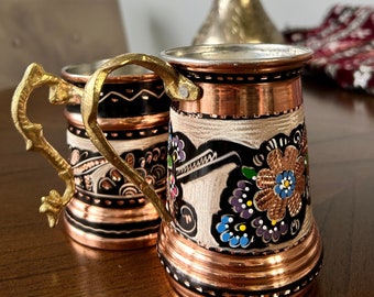 Copper Mug, Moscow mule, engraved hand painted copper mug, tin lining Copper Beverage, Good for Cocktails and Drinks, Great Anniversary Gift