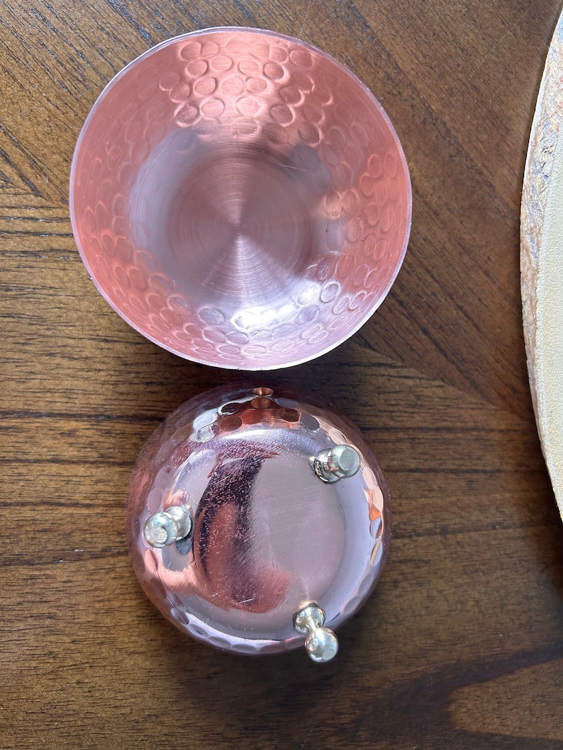 Hammered Copper Bowl with legs, Utility Bowl, Sugar Bowl, Handmade in the "Land of Copper", 7th Anniversary Gift, Wedding Gift image 4