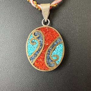 Enamel Pendant, Champleve, Silver, Cloisonne, Handmade.
