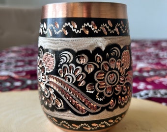 Handmade Copper Moscow Mule Mug: Engraved, Tin Lined, 450ml