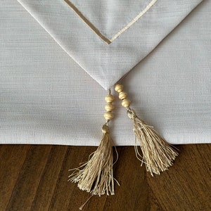 Handmade Linen Table Runner with Fringe: Gardenia Decor (60x18 inch)