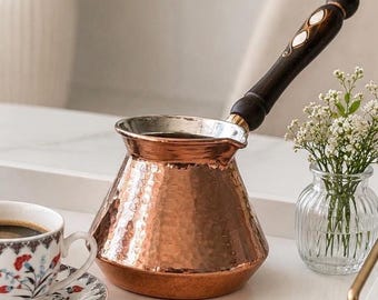 Caffettiera in rame martellato: Cezve tradizionale, per gli amanti del caffè, decorazione della cucina