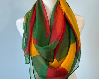 Mesopotamian Surreal Symbol of Sun, Traditional and Ethnic Scarf, Kurdish Scarf