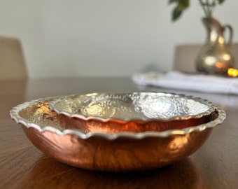 Copper Bowl (engraved and tinned inside) 7th Anniversary Gift, Copper Ring Dish, Nuts Bowl, Key Bowl, Handmade in the "Land of Copper"