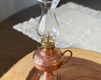 Traditional Copper Oil Lamp, Handmade engraved Copper, Oil Lamp, Vintage Style Oil Lamp, Home Decoration, 7th Anniversary Gift