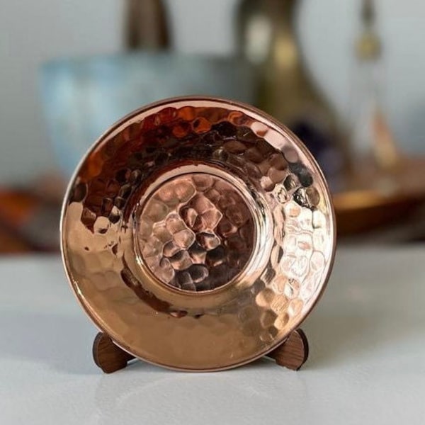 Hammered Copper Bowl, Copper Coaster, Espresso Cup Saucer, Utility Bowl, Handmade in the "Land of Copper", 7th Anniversary Gift