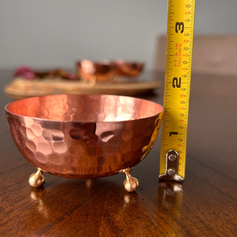 Hammered Copper Bowl with legs, Utility Bowl, Sugar Bowl, Handmade in the "Land of Copper", 7th Anniversary Gift, Wedding Gift image 6