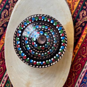 Handmade Copper Bowl (inlaid & hand painted), 7th Anniversary Gift, Ring Dish, Candy Bowl, Copper Home Decoration, Copper Art,