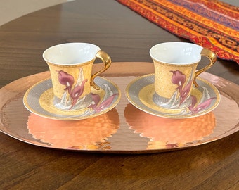 Bandeja de cobre martillado, Bandeja ovalada, Bandeja de servicio, Hecha a mano en la "Tierra del Cobre", Regalo del 7.º aniversario, Decoración del hogar,