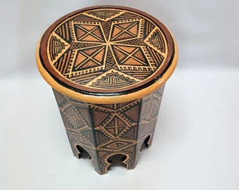 Handmade Moroccan Coffee Table | Solid Wood Round Side Table | Artisan-Crafted in Marrakech