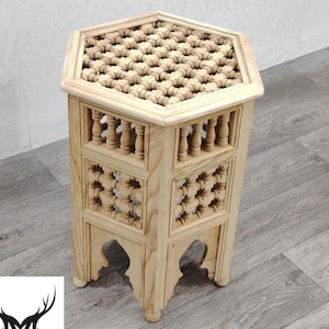 Afritoart Design Hand-painted wooden Moroccan table, coloured Moorish table, morocco tea table side table 50x42 cm, Marrakech tea table