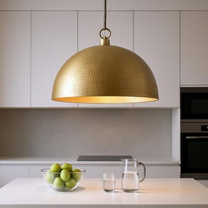 Handmade Moroccan Brass Dome Pendant Light: Hammered Bohemian Ceiling Lamp