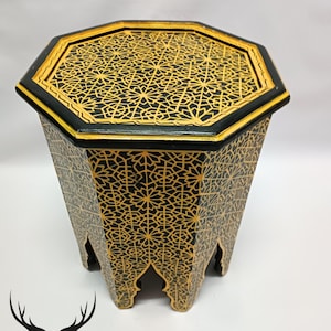 50 x 42 cm Yellow Moroccan Corner Table – Handmade & Handpainted Wooden Side Table | Round Coffee Table | Petite Accent Table | coffee table