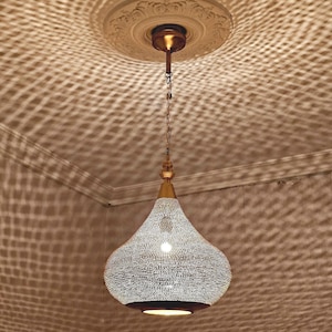Handmade Moroccan Brass Pendant Light – Large Boho Brass Orb Lamp, Brass Ceiling Lantern, Hanging Light Fixture, Free Shipping