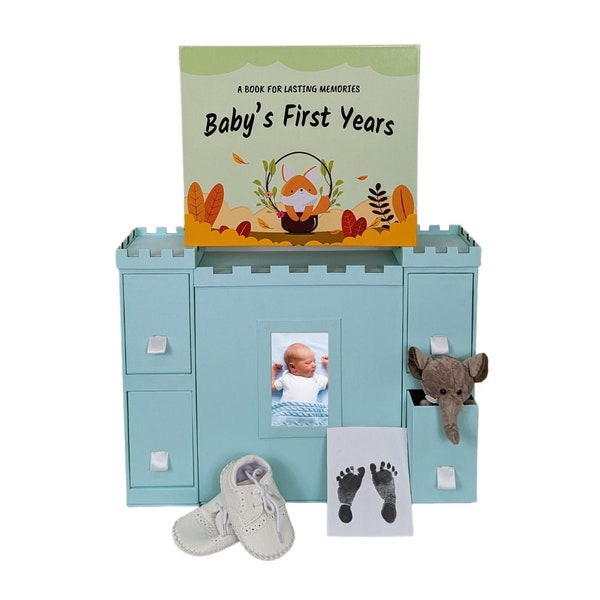 Koda Luna Keepsake Baby Box Castle With Baby Memory Photo Book For Kid Memory Storage