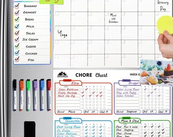 chore chart husband and wife Magnetic Dry Erase Chore Chart for Multiple Kids and Monthly or Weekly Planner Calendar 17x12" Each For Home Use or School