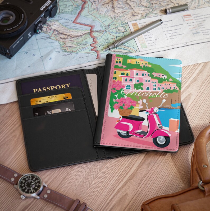 Personalized Passport Holder, Scooting on the Amalfi Coast Passport