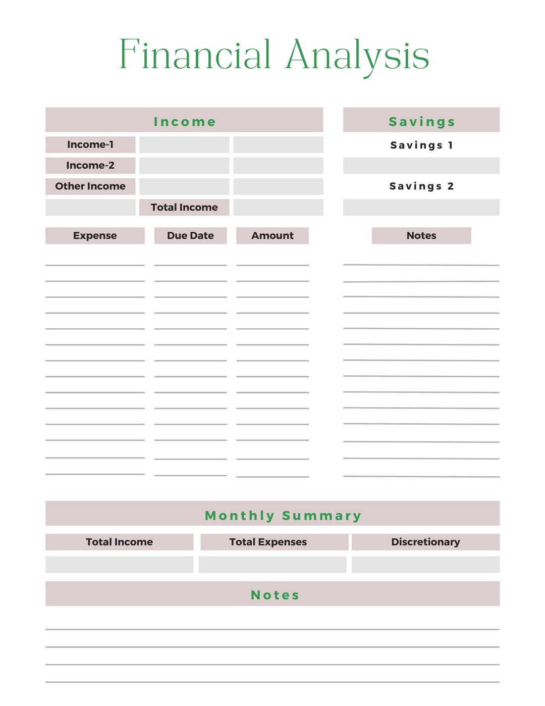 Printable Budget Template - Etsy