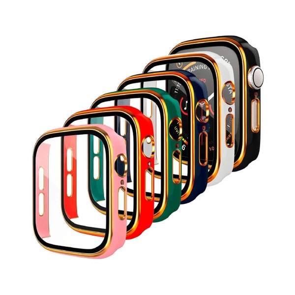 Bumper Case for Apple Watch Series 7 6 5 4 SE/ Gold Luxury Case Protector/ Protective Case Soft Thin Cover iWatch- Designer Apple Watch Case