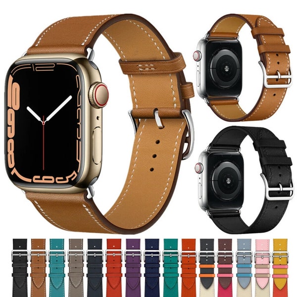 Genuine Leather Band For Apple Watch - Leather Strap Watchband Replacement For Women for iWatch Series 8 7 6 5 SE 38mm 40mm 41 mm 42mm