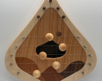 Handmade 5-String Door Harp – Maple Border, Cherry Inlay, Made in USA