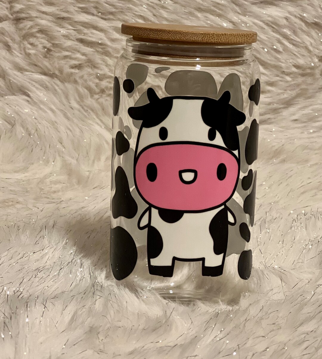 Cow Print Glass Cup