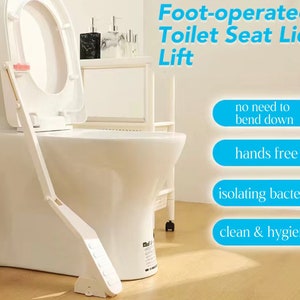 Foot-operated Toilet Seat Lid Lift | Hands Free | Toilet Lid Lifter | Toilet Seat Accessories | Toilet Lid Riser