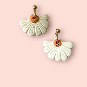 White Flower Earrings | Dangle Earrings | Polymer Clay Earrings