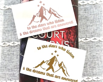 ACOTAR Night Court Decal Sticker: Velaris Mountain & Stars, "To the star who listen and the dreams that are answered."