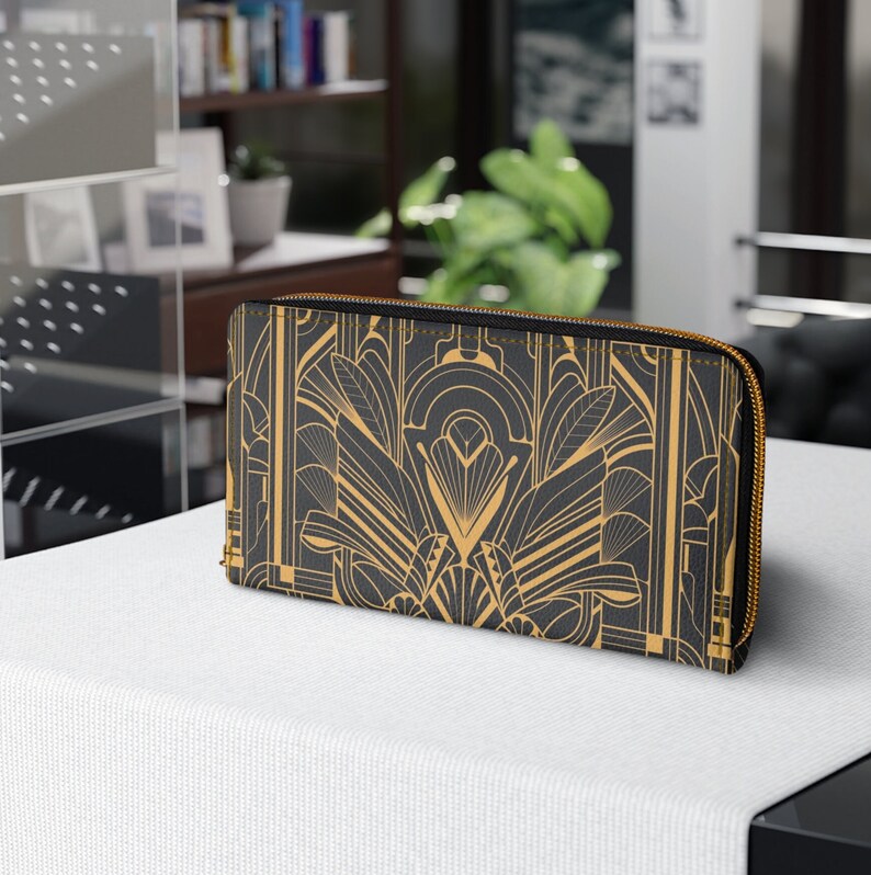 Great Gatsby Art Deco Art Nouveau Black and Brown Zipper Wallet ...