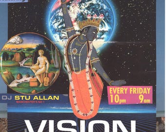 Vision Rave ... Original rave collage artwork, large card paper reprint ...