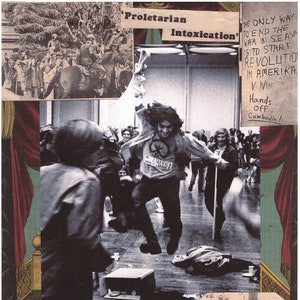 Puede incluir: Un collage de imágenes que representan protestas y activismo político. Las imágenes incluyen un grupo de personas protestando, un hombre sosteniendo un cartel que dice "America Love It Or Leave It", y un cartel que dice "The Only Way To End The War In Southeast Asia Is To Start A Revolution In America V-Nam Hands Off Cambodia!"