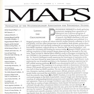 MAPS/Psychedelic ... Bulletin of the Multidisciplinary Assoc. for Psychedelic Studies ... Vol IV, No. 4, Spring 1994.