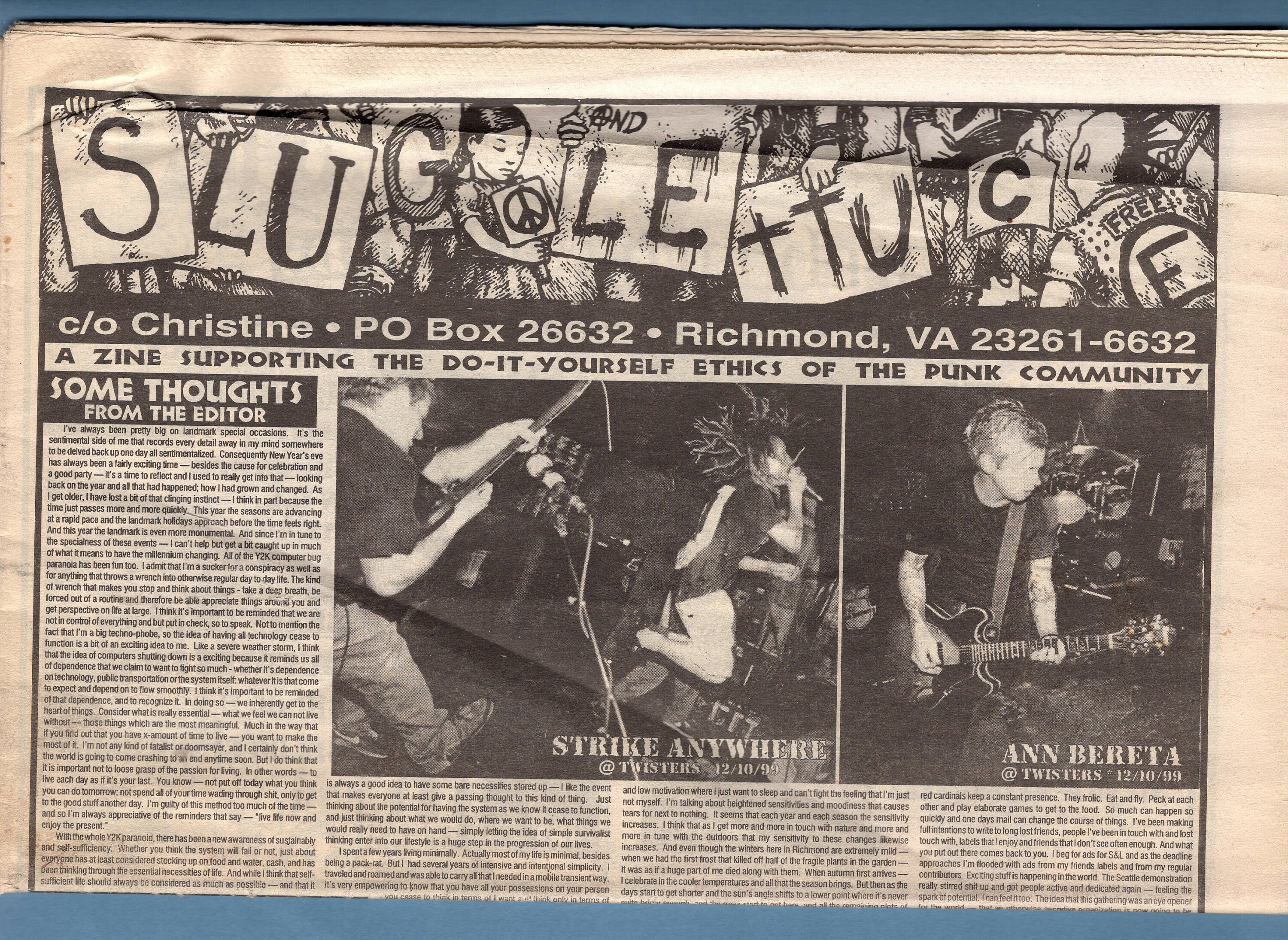 Slug & Lettuce  62 Dec-feb 2000. A Zine Supporting the 