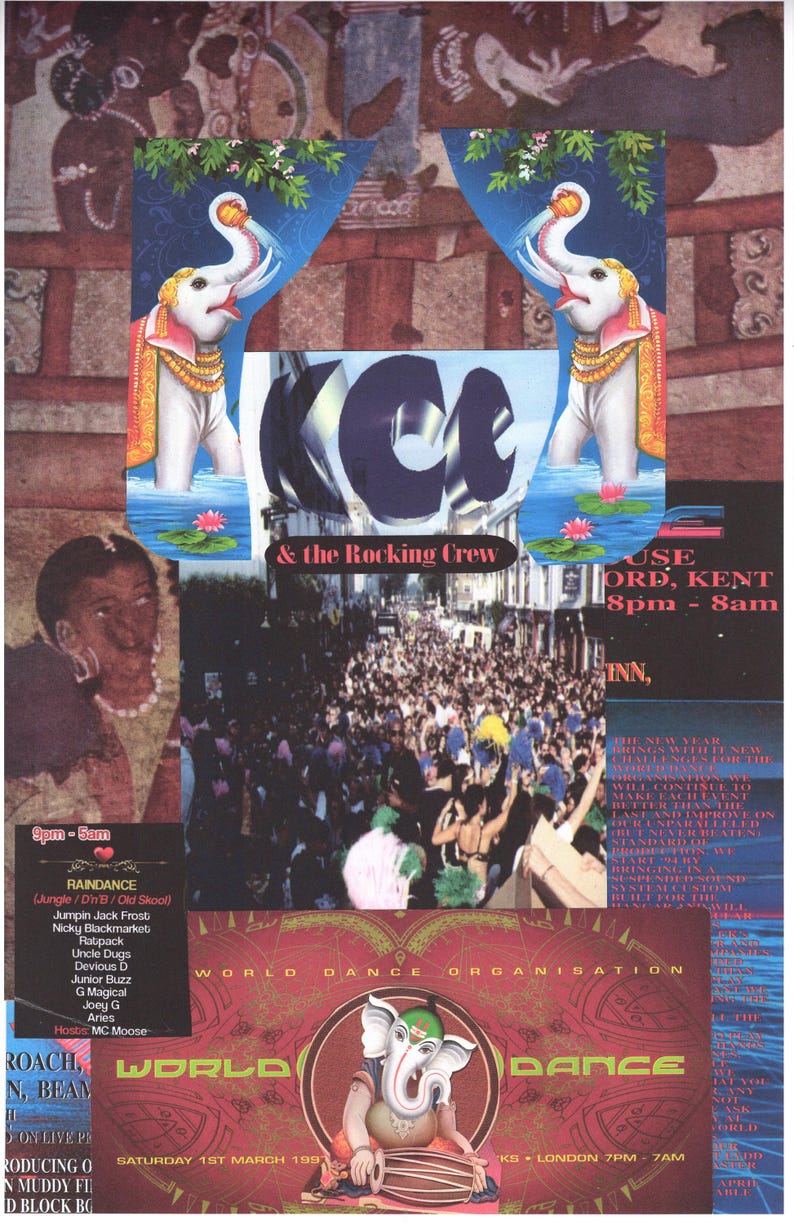 World Rave #4 ... Original Rave Poster Collage Artwork, Paper Reprint ...
