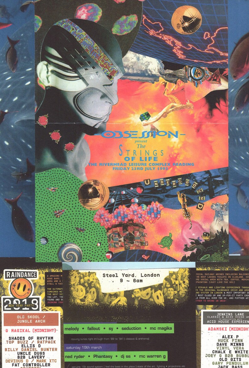 Obsession Rave ... Original Rave Poster Collage Artwork, Paper Reprint ...
